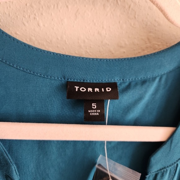 Torrid Mini Rayon Slub 3/4 Sleeve Trapeze Pleat Dress Size 5X - Picture 5 of 11